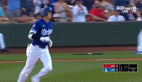 Dodgers' Shohei Ohtani hits solo home run in his first AB of spring training